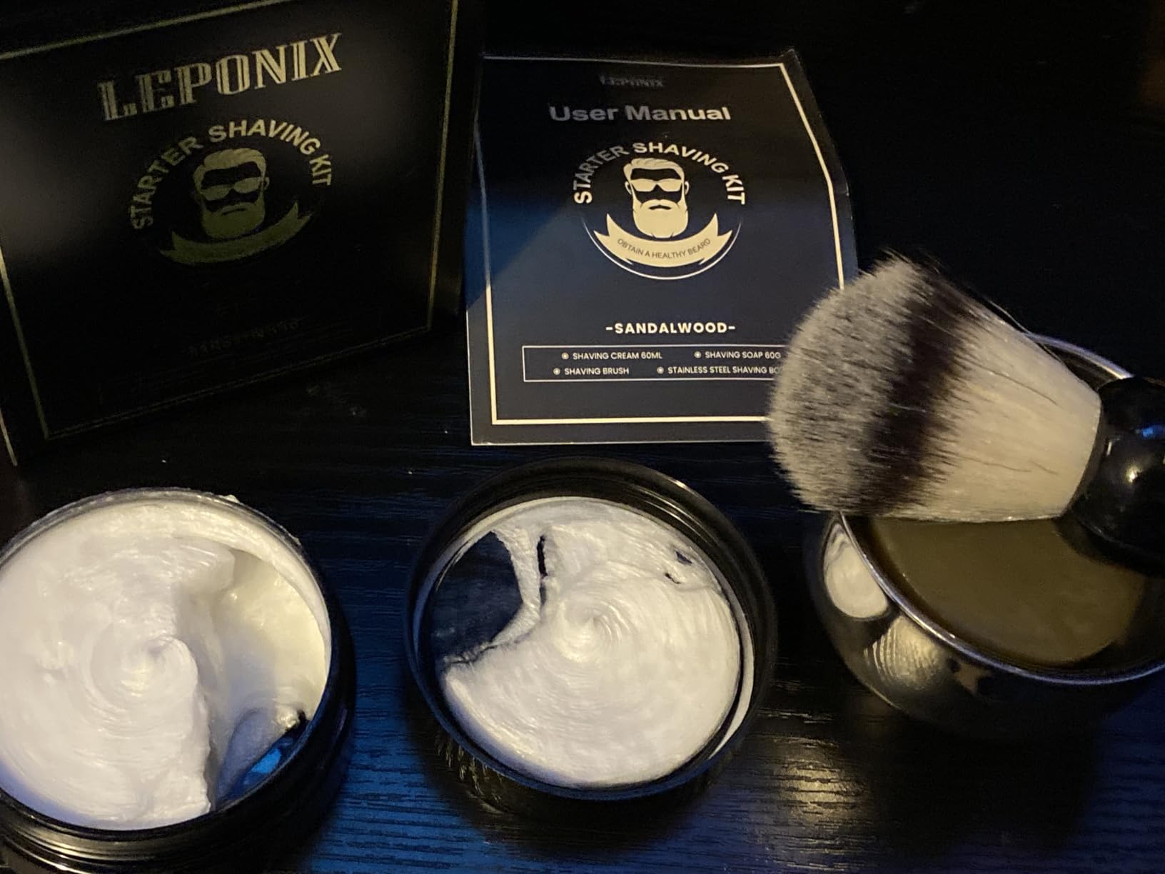 LEPONIX Men's Shaving Kit 4 Piece with Shaving Brush and Bowl Sandalwood customer photo 2