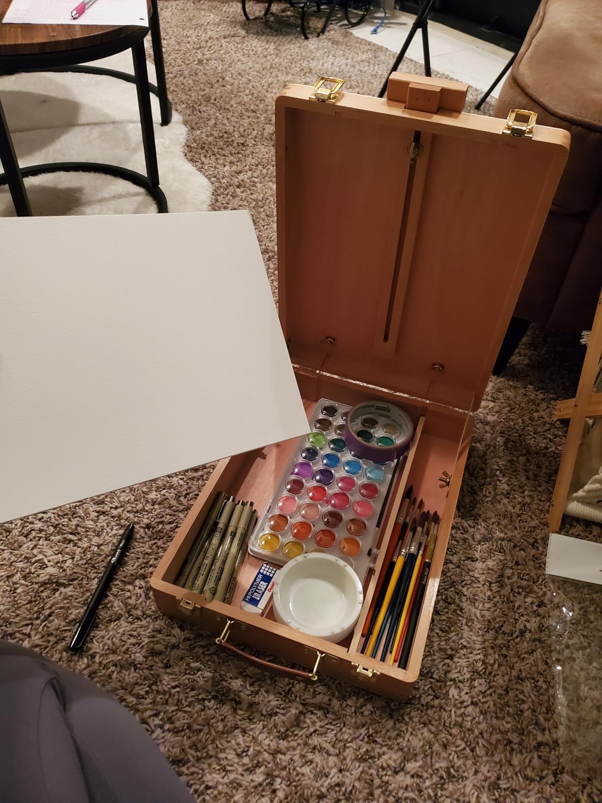 ARTIFY Adjustable Beechwood Tabletop Painting Easel, Wooden Sketch Box Easel, Desktop Artist Easel for Drawing (Easel Box) customer photo 1