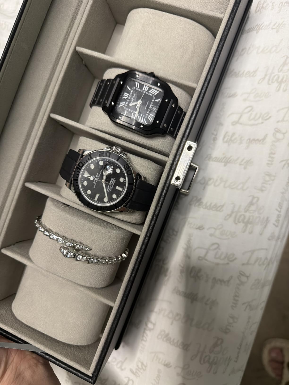 ProCase Watch Box, 6 Slot Watch Display Case with Drawer -Black | Mens Watches Case with Glass Lid, 2-Layer Mens Jewelry Organizer Storage Holder, Christmas Anniversary Birthday Gifts for Men customer photo 1