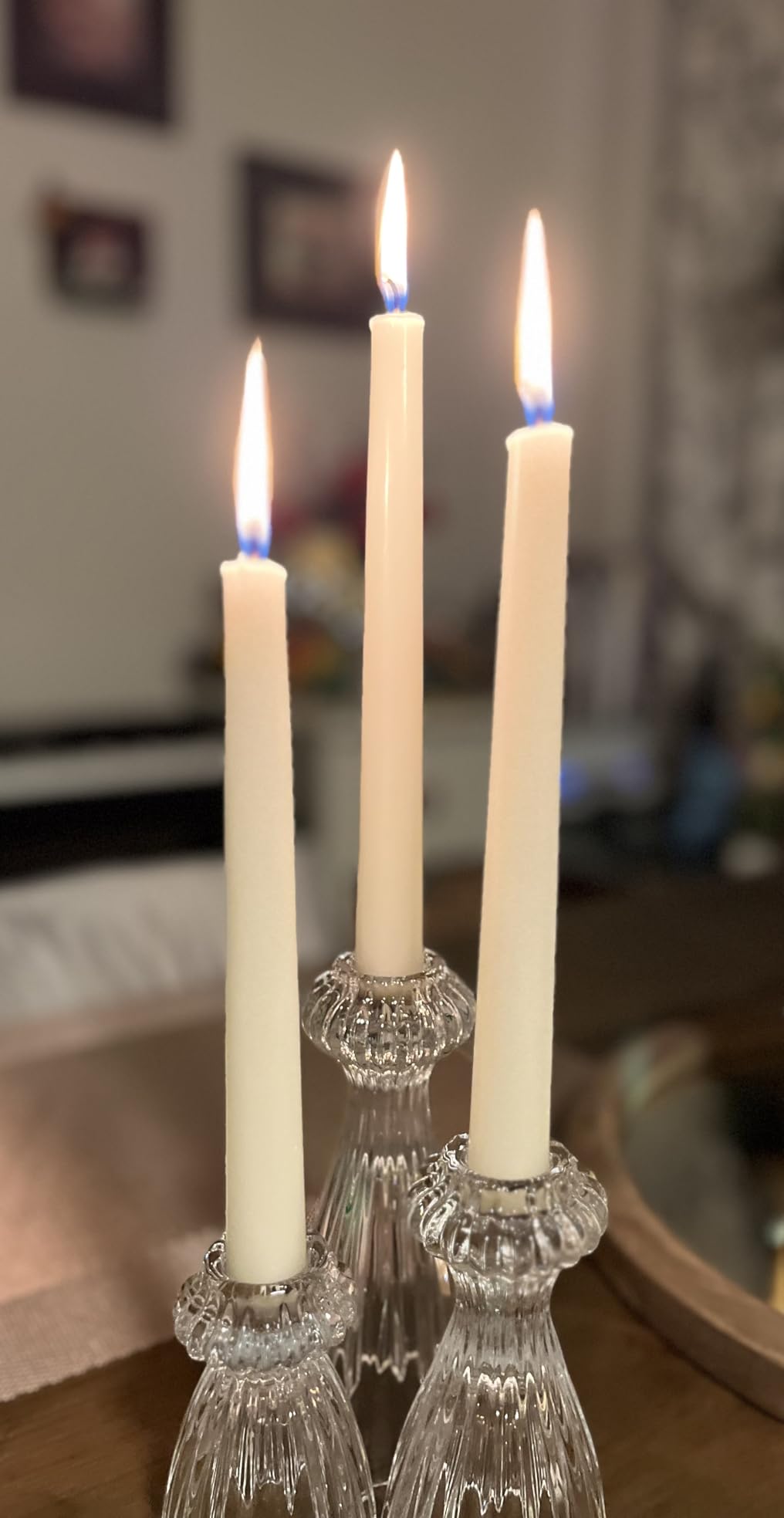 flamecan Ivory Taper Candles, Set of 20 Unscented and Smokeless 10 Inch Taper Candles Long Burning, Paraffin Wax with Cotton Wicks for Burning Approximately 7-8 Hours customer photo 1