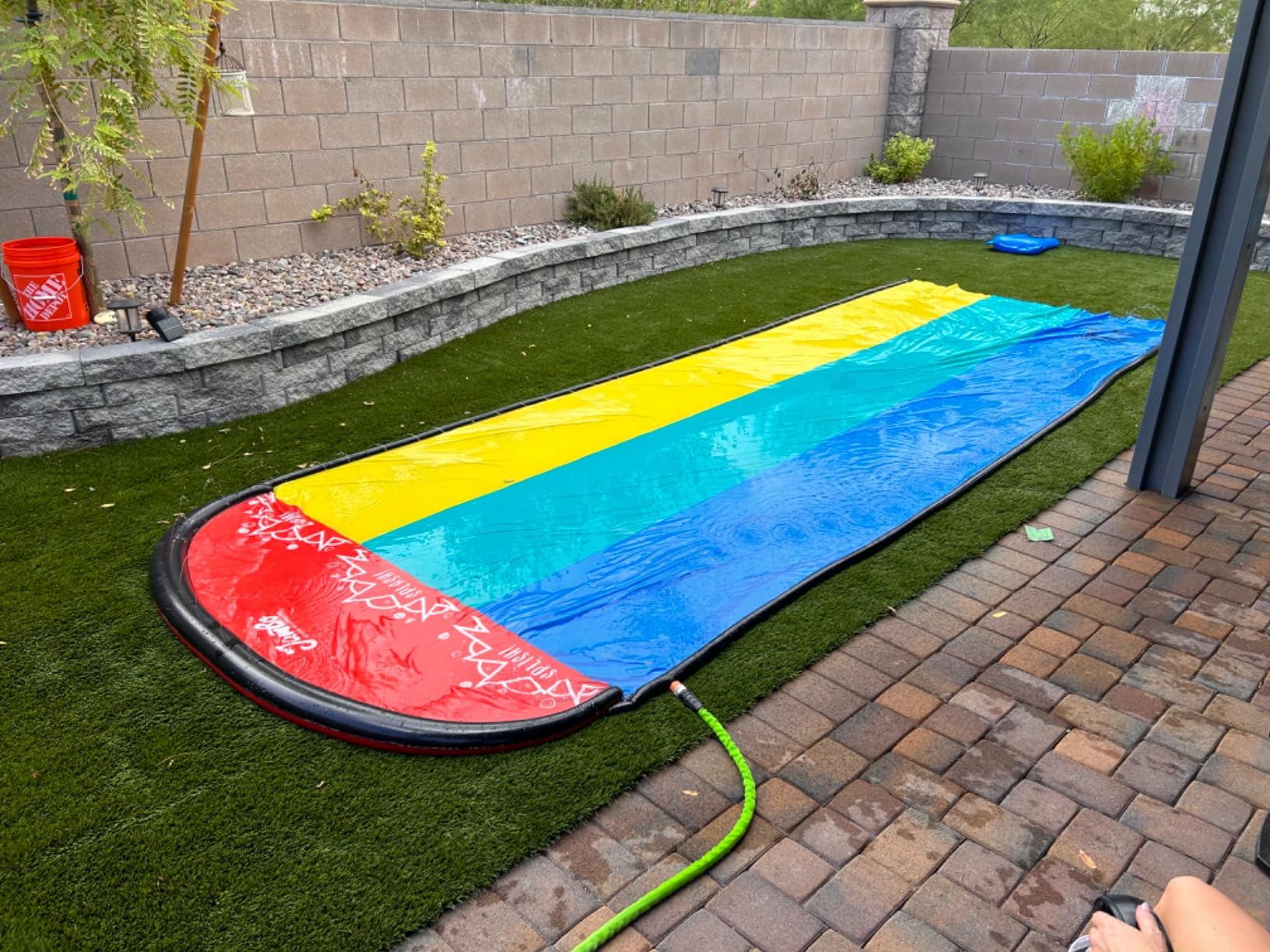 JAMBO XL 20Ft Summer Vibes Premium Slip and Slide with 3 Bodyboards, Heavy Duty Water Slide- Advanced 3-Way Water Sprinkler System, Backyard Waterslide Outdoor Water Toys n Slides for Kids customer photo 2