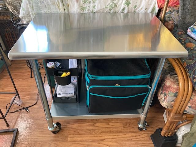 HARDURA Stainless Steel Commercial Table with Wheels 24 x 48 Inches customer photo 2