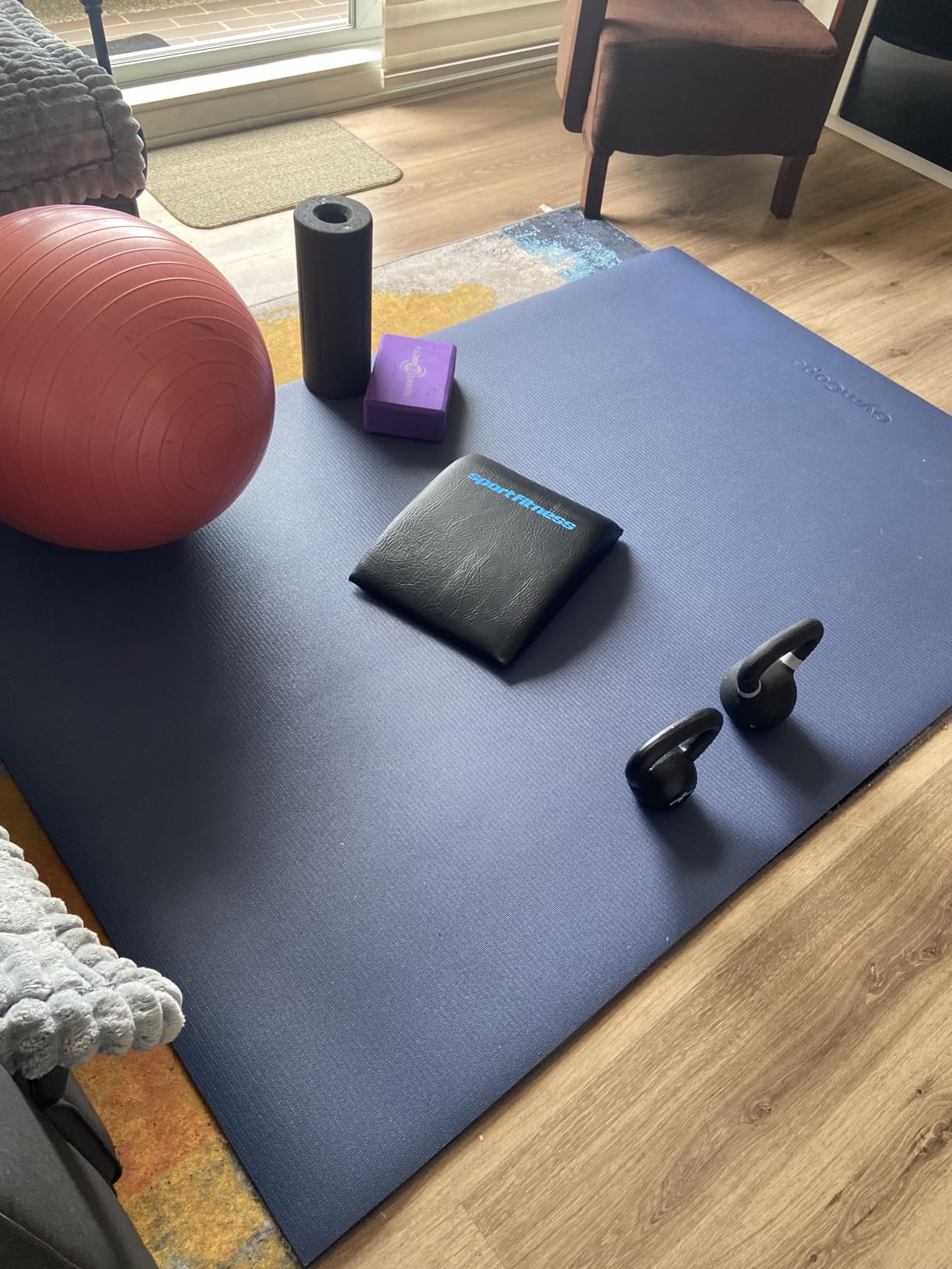 GymCope Large Exercise Mat for Home Workouts, 12x6/10x6/9x6/8x6/7x5/6x4 ft | (7mm) Extra Thick Workout Mat, High-Density Gym Mat for Cardio, Jump Rope, MMA, Weights (Shoe-Friendly) customer photo 2