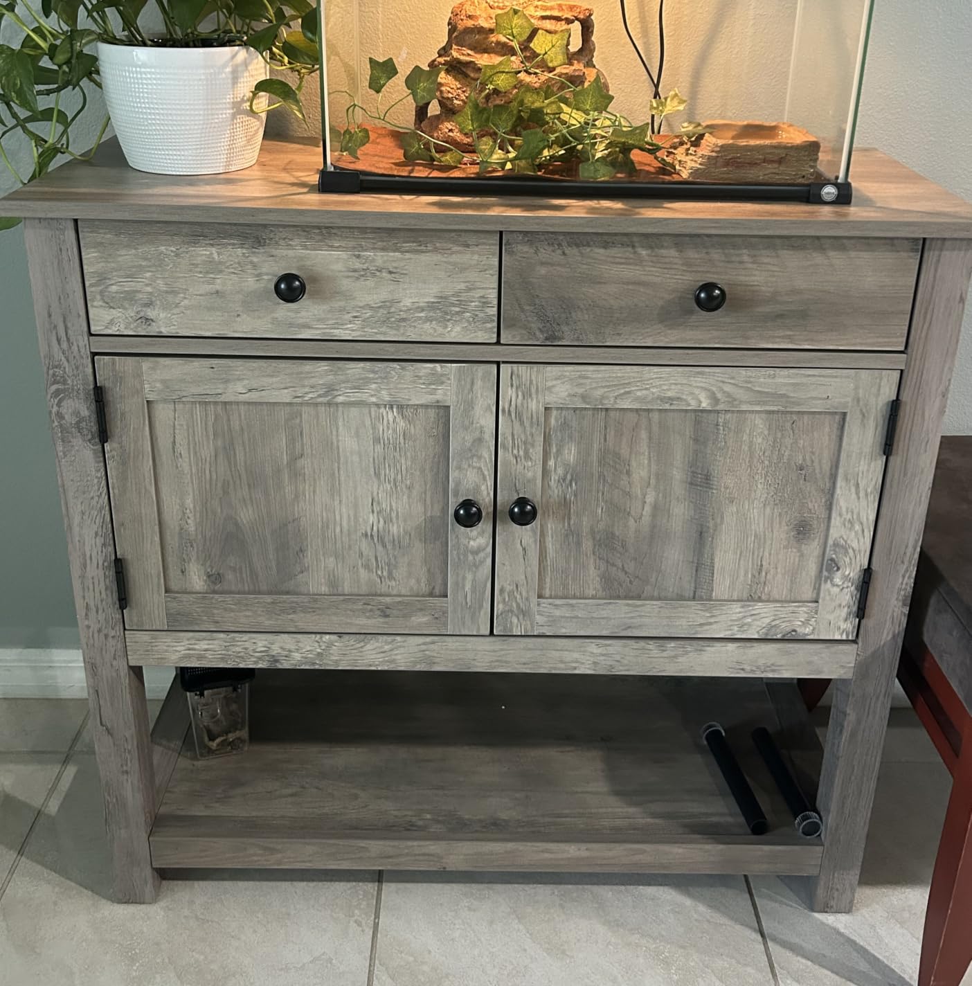 HOSTACK Farmhouse Console Table with Storage, 35.4