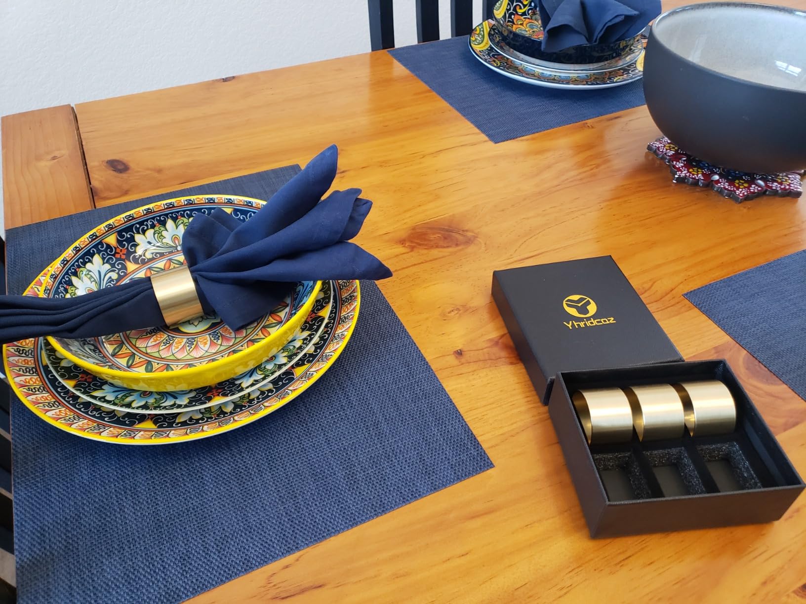 Solid Brass Napkin Rings Set of 6 Natural Brass Color Ring Retro Style Dining Table Decor customer photo 2