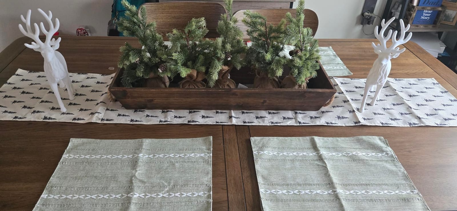 Wracra Cotton Linen Place Mats, Sage Green Embroidered Placemats Set of 4 customer photo 1