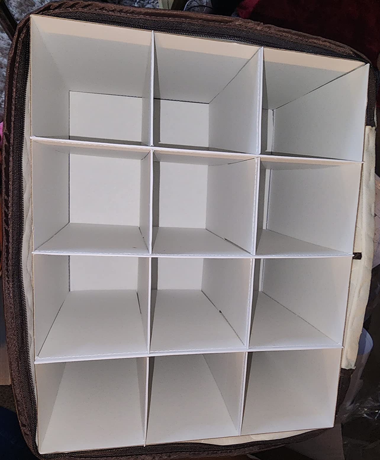 Wine Glass Storage Box with Dividers, Holds 12 Glasses up to 3.75