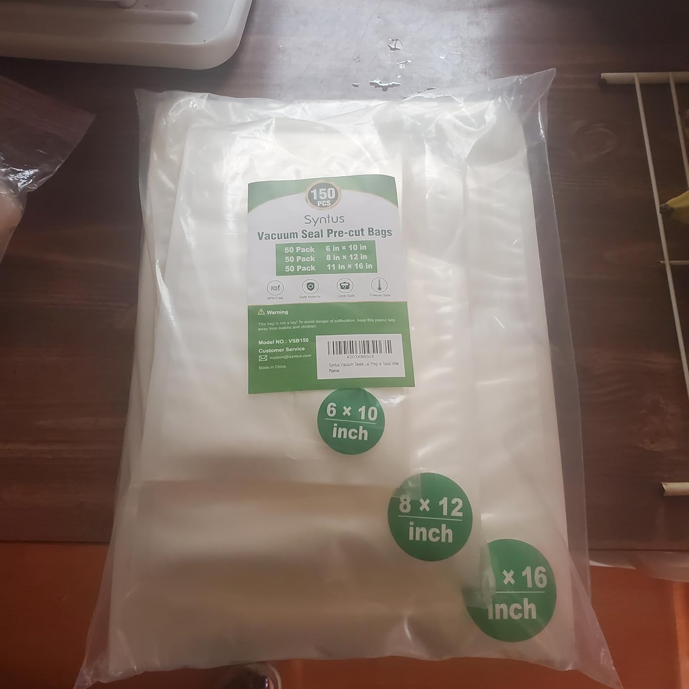 Syntus 150 Pcs Vacuum Sealer Bags for Food, 8x12+11x16+6x10, BPA Free customer photo 2