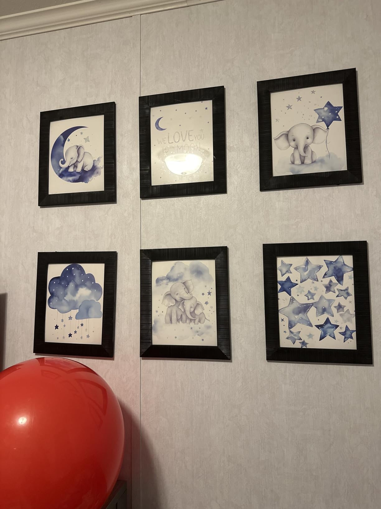 97 Decor Elephant Nursery Wall Art, 6 Pc Moon and Stars, 8x10 Unframed customer photo 1