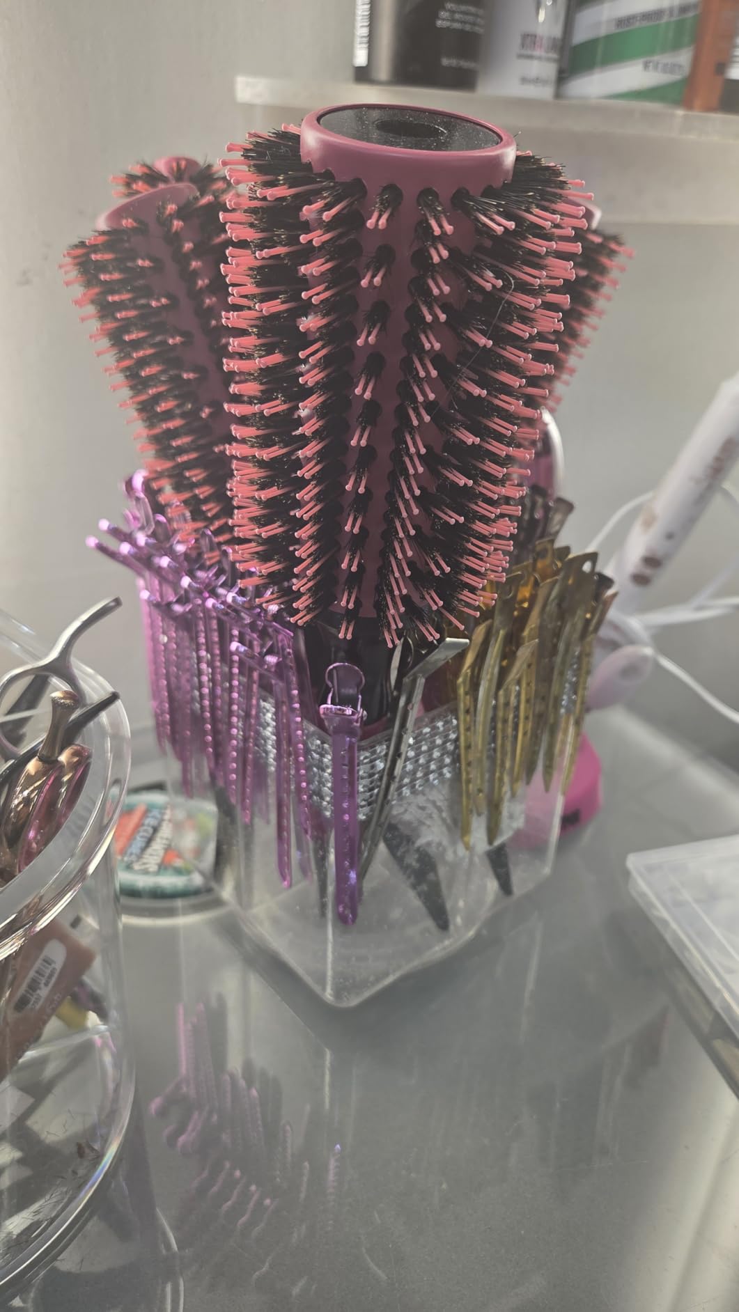 Thermal Round Barrel Boar Bristle Hair Brush Set for Women & Men - Professional Hair Styling for Blow Drying, Curling, Scalp Massage, Wet and Dry Use (Pink) customer photo 2