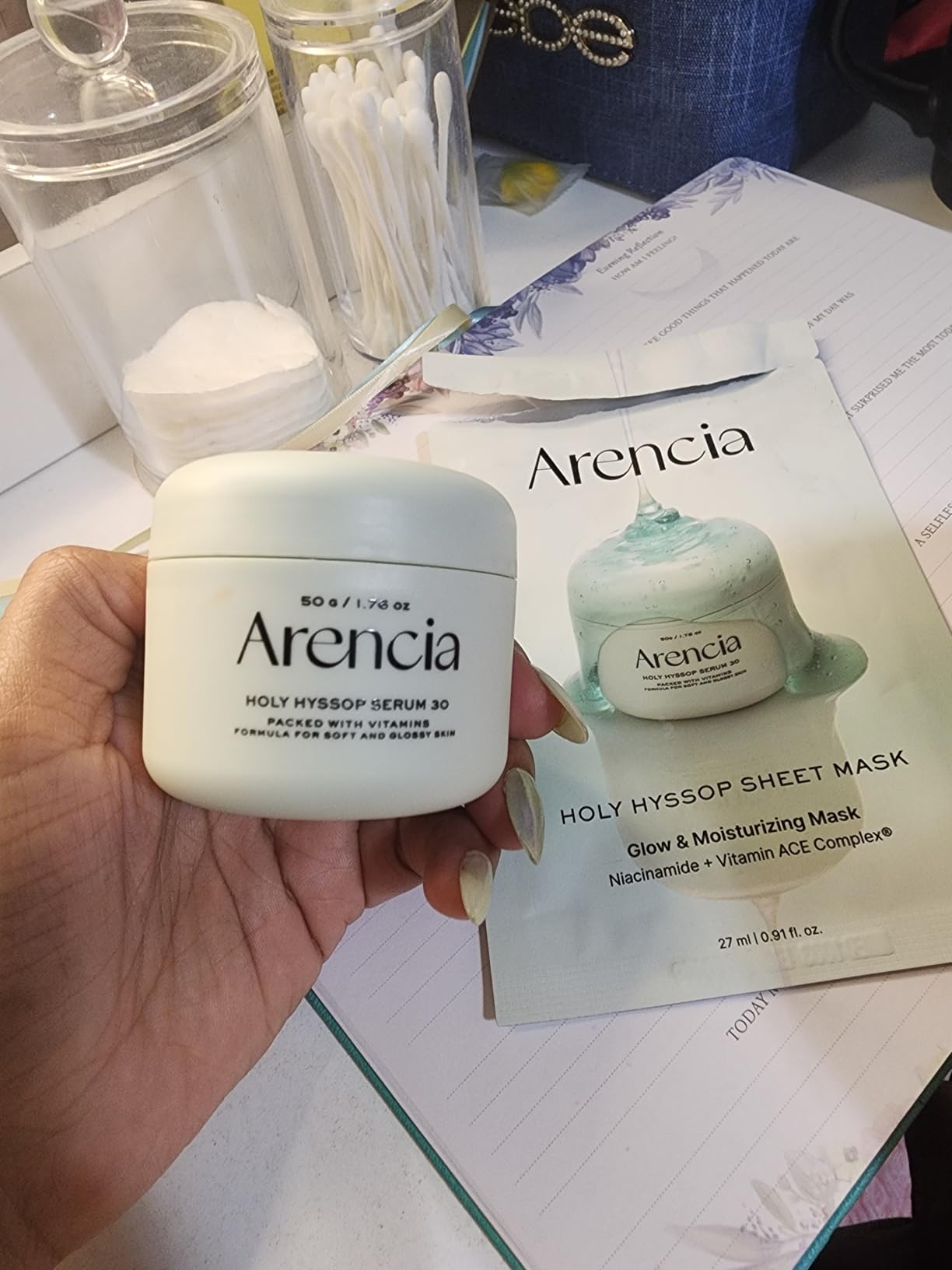 Arencia Glow Hyssop Overnight Face Mask Serum - hydrating & Anti-Aging Serum for younger looking Korean Glass Skin, Vitamin A, C, E, Niacinamide, Peptide customer photo 1