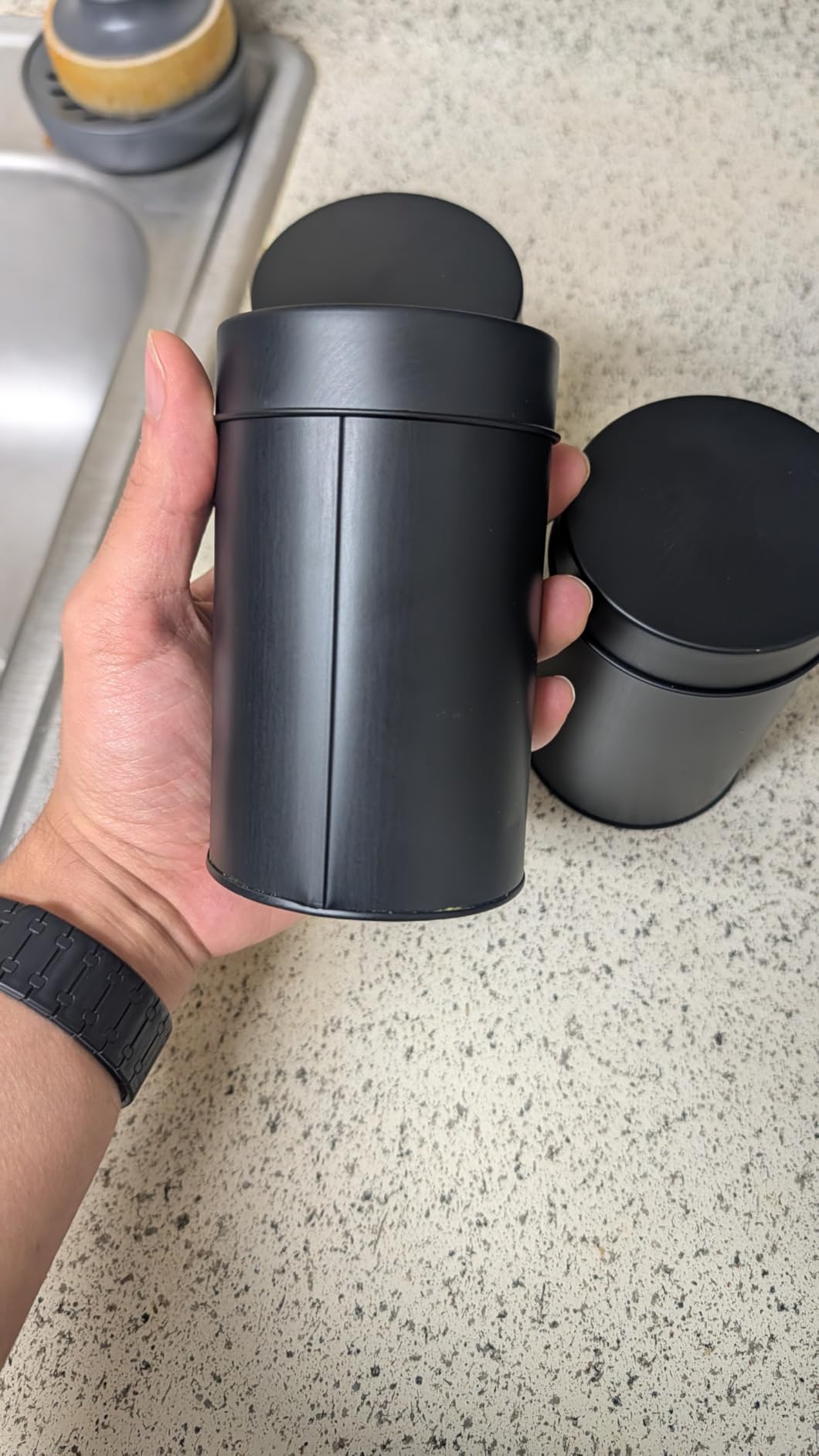 Tanlade 10Pcs Tea Tin Canisters 16oz Metal Storage with Airtight Double Lid customer photo 2