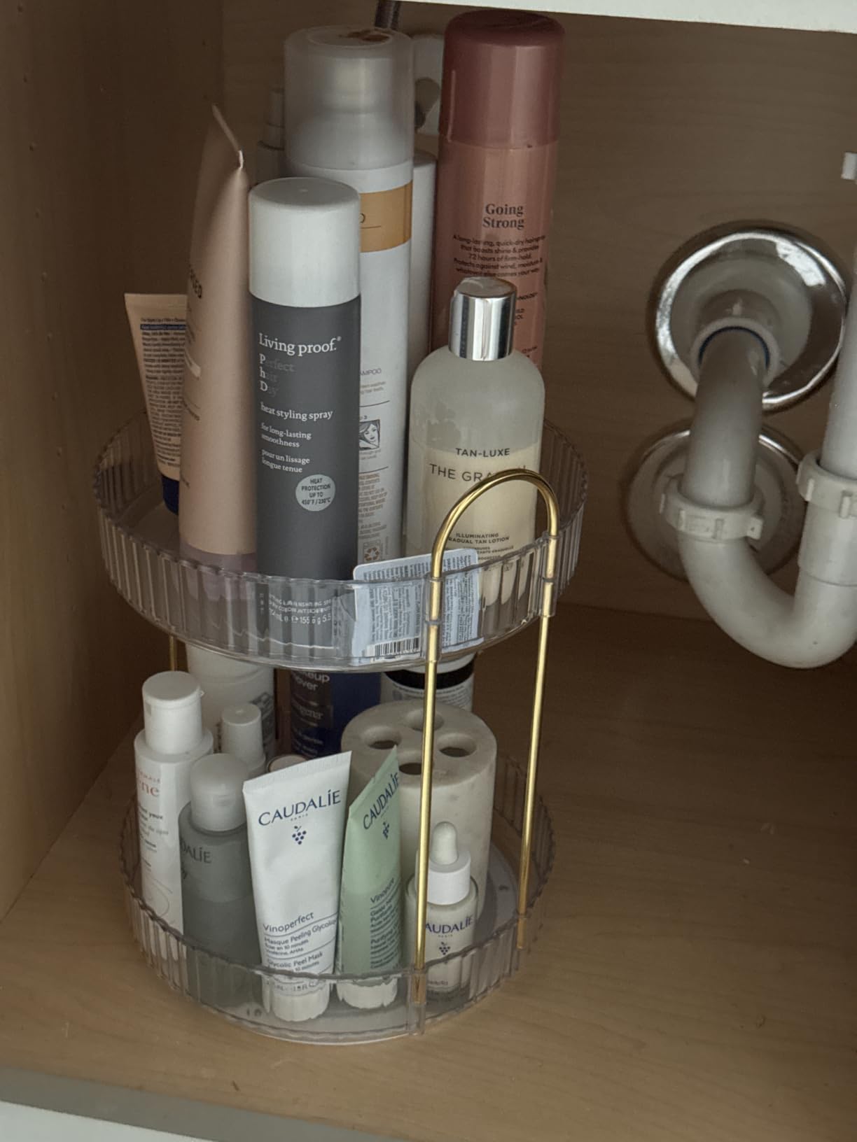Asayuee 360 Rotating Makeup Organizer for Vanity,2 Tier Large Capacity Skincare Organizers,Bathroom Counter Organizer, Spinning Perfume Organizer & Vanity Organizer (Green-2 Tier) customer photo 1
