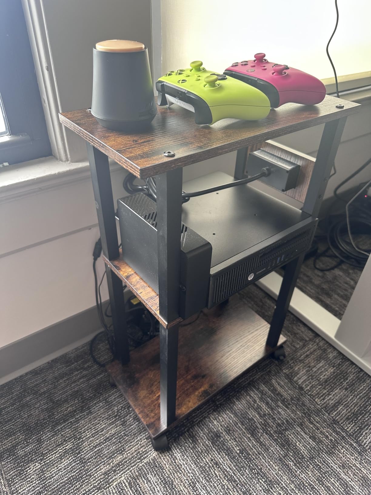 TUTOTAK Small Narrow Side Table with Charging Station, Skinny End Table customer photo 2