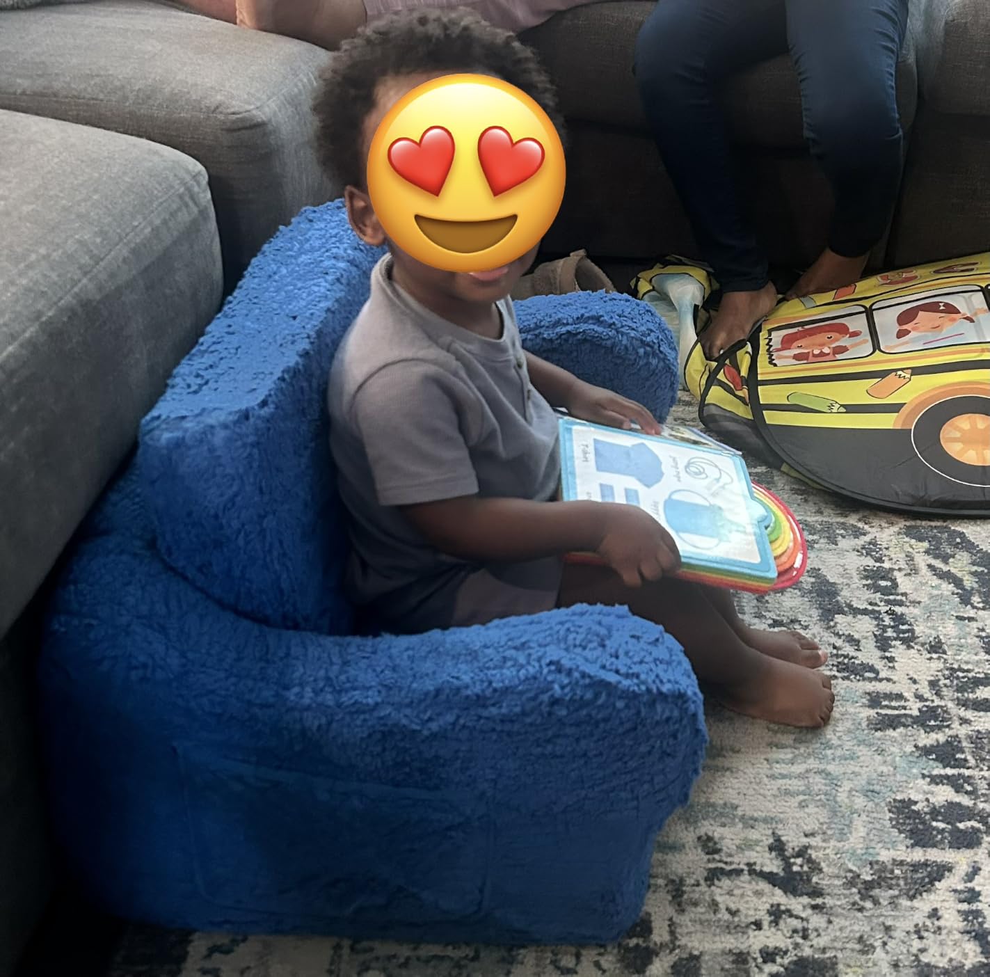 MOMCAYWEX Kids Sofa Chair, 2-in-1 Foldable Couch, Sherpa, Cream customer photo 2