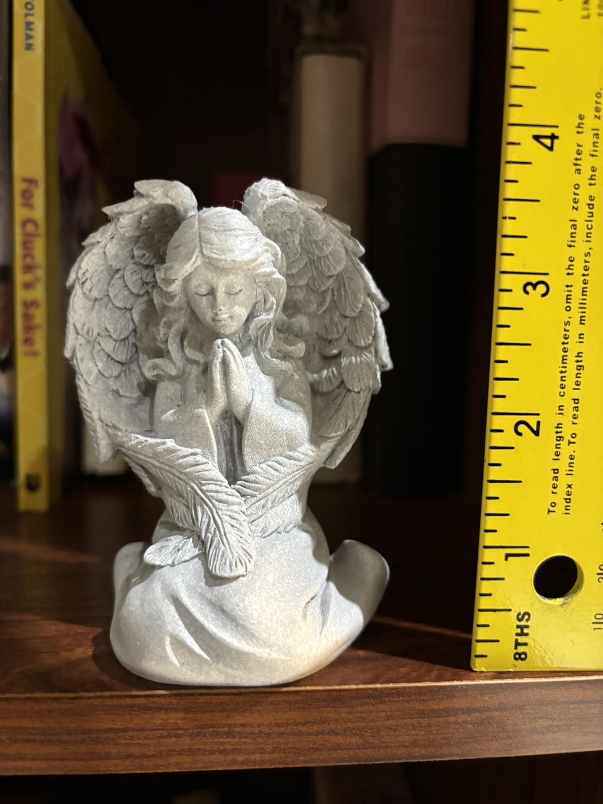 INLOMEM Praying Angel Figurine, Sculpted Hand-Painted Figurine, Angel Wings Statue for Home Decor or Garden, First Communion Gifts for Girls, Religious Gifts for Women (Gray) customer photo 2