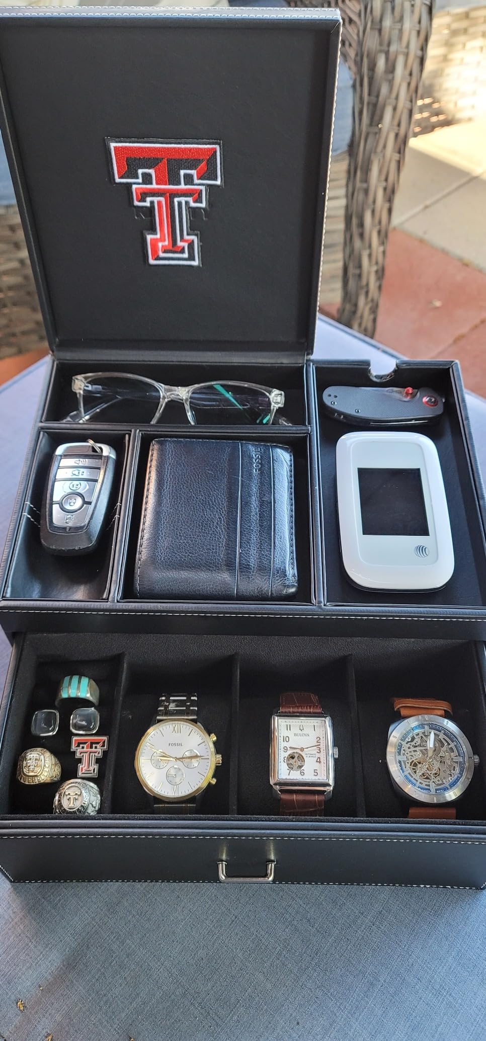Mens Jewelry Box Organizer & Dresser Valet Tray - Premium Nightstand Station for Watches, Rings, and Accessories - Stylish Mens Dresser Top Organizer with Multiple Compartments and Soft Lining customer photo 2