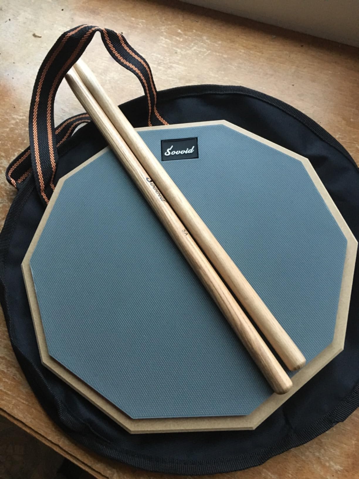 12 Inches Drum Pad and 5A Drum Sticks, Double Sided Snare Drum Practice Pad for Drummers, Silent Practice Drum Pad with Storage Bag - Gray customer photo 1