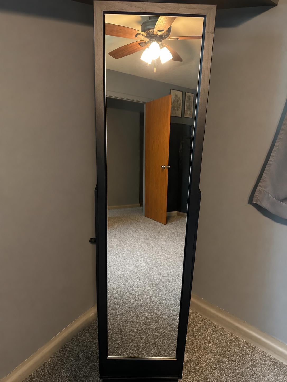 360° Swivel Full Length Mirror Jewelry Cabinet Standing With Built-In Mirror Jewelry Armoire With Mirror Drawers, Lockable Storage Christmas Gift Rustic Brown customer photo 1