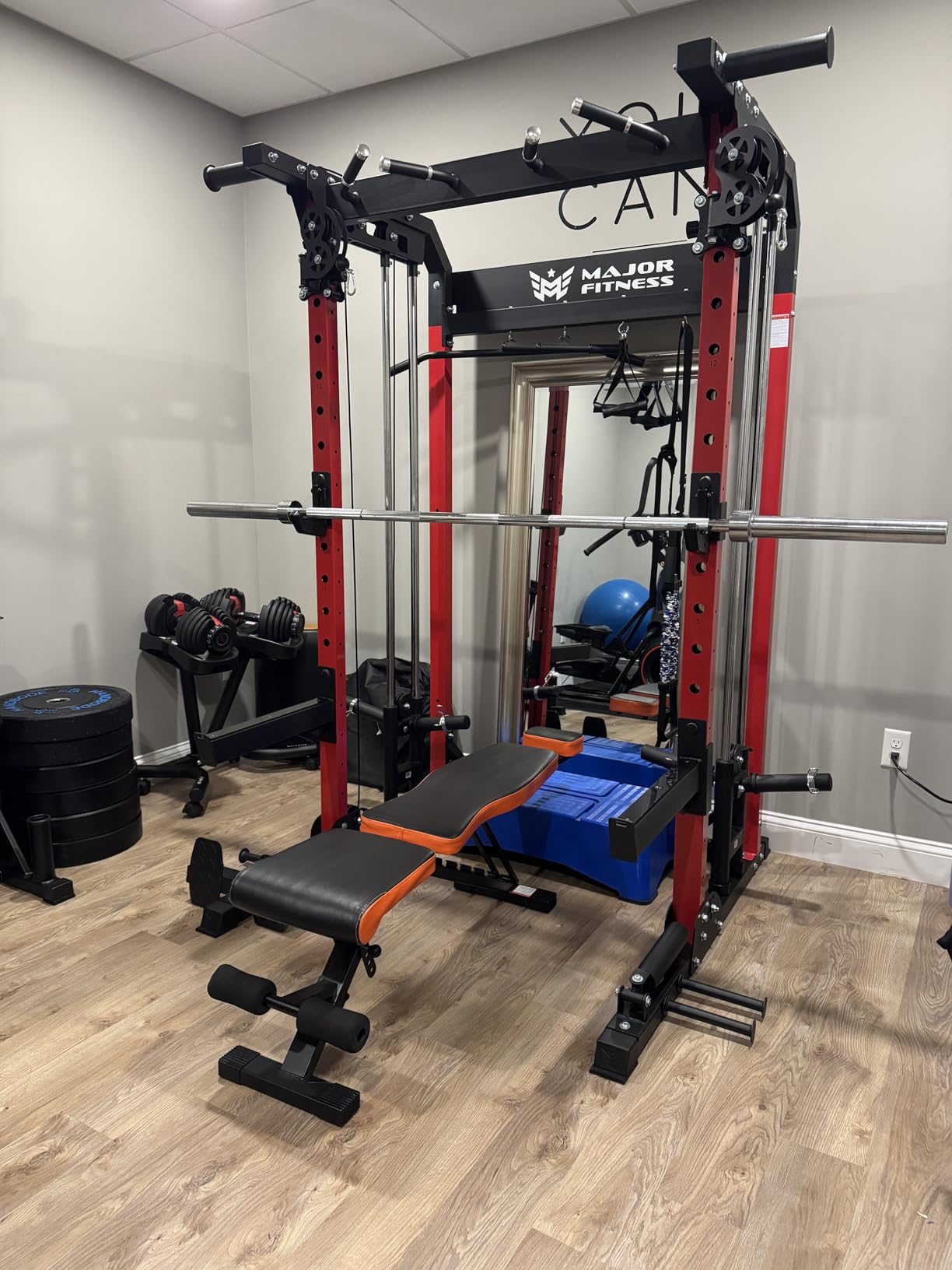 MAJOR FITNESS F22 Power Rack, 1600lbs All-in-One Squat Rack with Dual Pulley System, Heavy-Duty Steel Frame, Attachments & Storage for Home Gym Strength Training customer photo 1