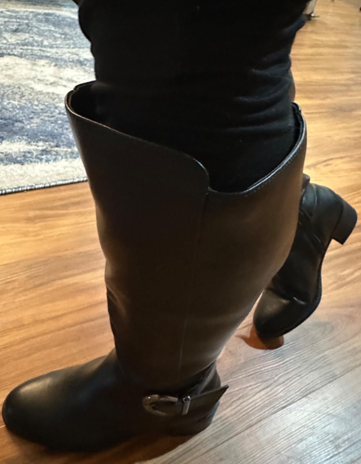 Hawkwell Women's Extra Wide Calf Pull On Side Zipper Knee High Boots customer photo 1