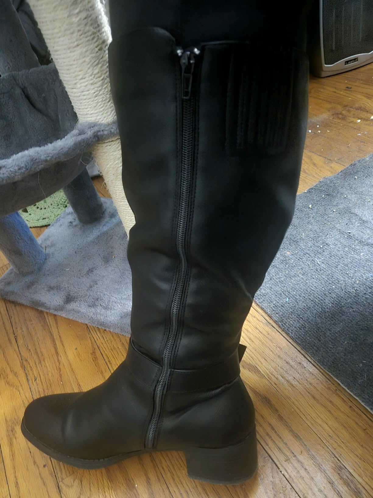 Hawkwell Women's Extra Wide Calf Pull On Side Zipper Knee High Boots customer photo 2