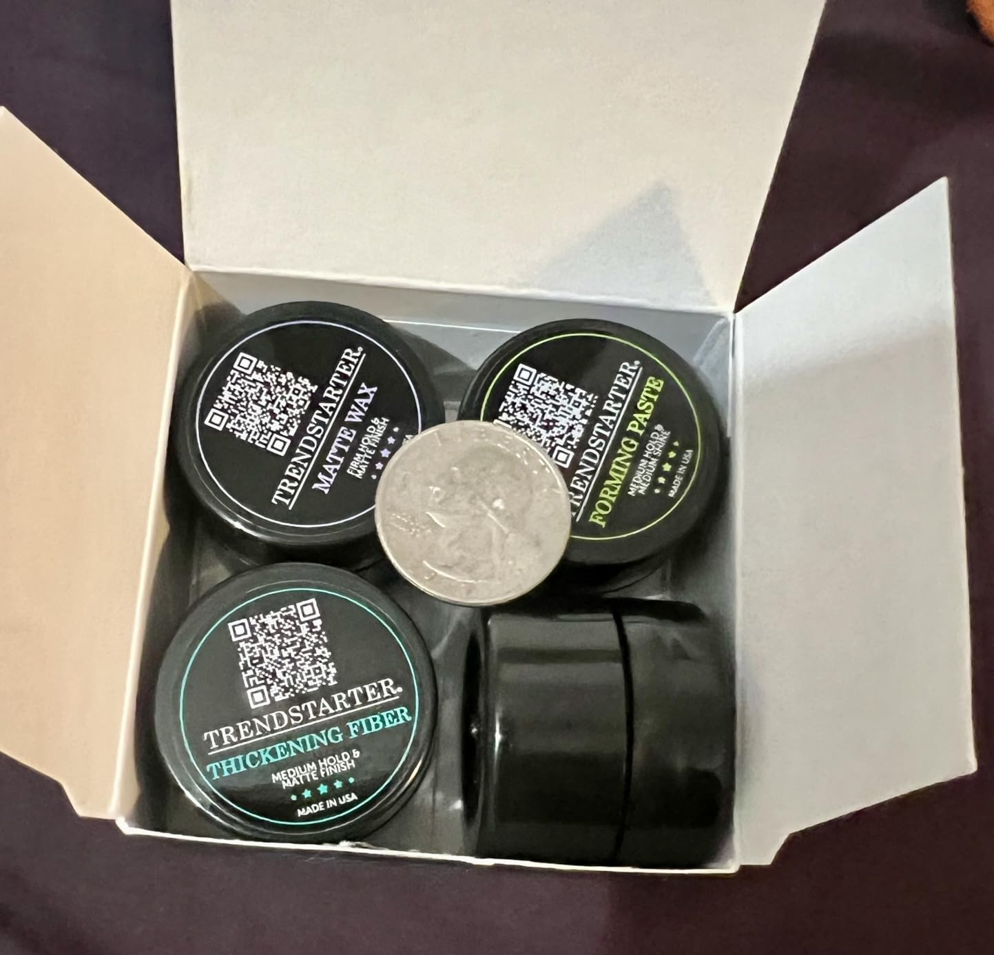 TRENDSTARTER - MATTE WAX SAMPLE PACK - GREAT STOCKING STUFFER - Matte Wax - Forming Paste - Thickening Fiber - Pomade Plus (Four 0.25oz Samples) customer photo 2