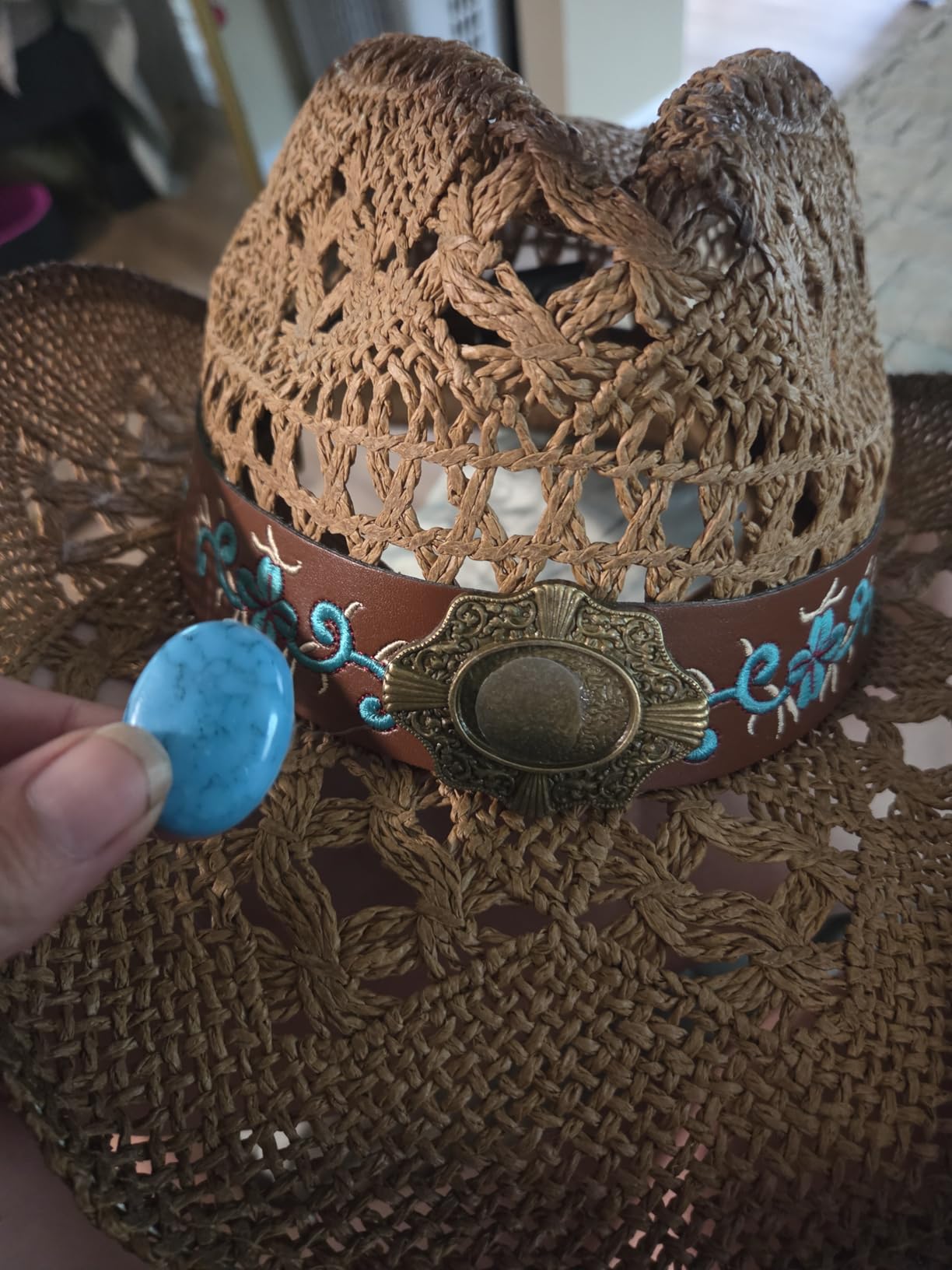FLUFFY SENSE. Cowgirl Hats for Women Straw Cowboy Hat Western Beach Sun Hat with Shapeable Brim for Coastal Cowgirl customer photo 1