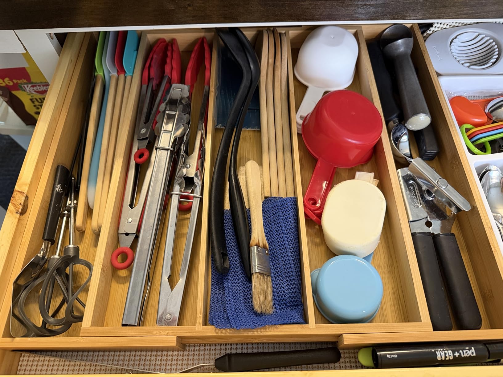 Purawood Bamboo Drawer Organizer with Knife Blocks - Silverware Organizer & Utensil Drawer Organizer, Cutlery Tray with Dividers, 7-9 Slots- Premium Kitchen Organizer for Utensils & Flatware (Natural) customer photo 1