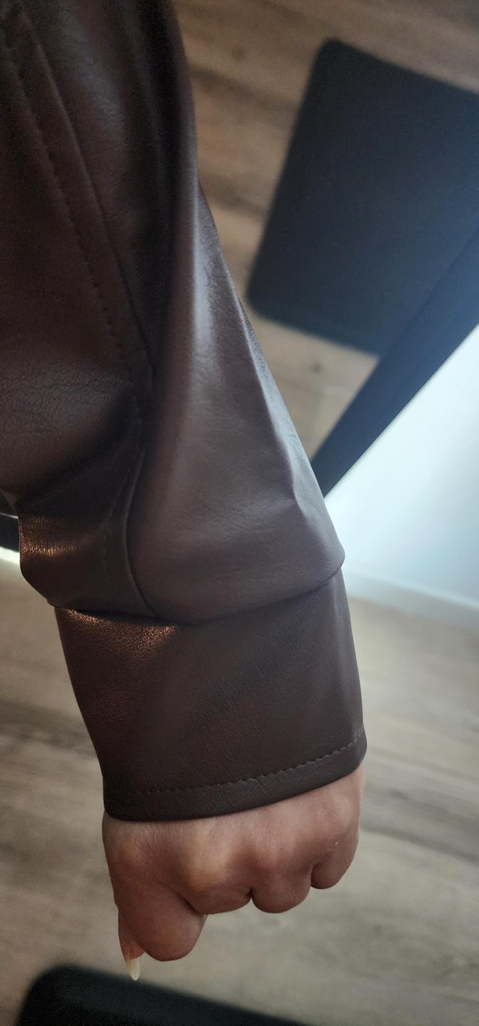 AUTOMET Women's Oversized Faux Leather Jacket for Fall and Winter | Boyfriend Biker Moto Coat, Medium weight Fall Bomber Jackets, Winter Outerwear customer photo 2
