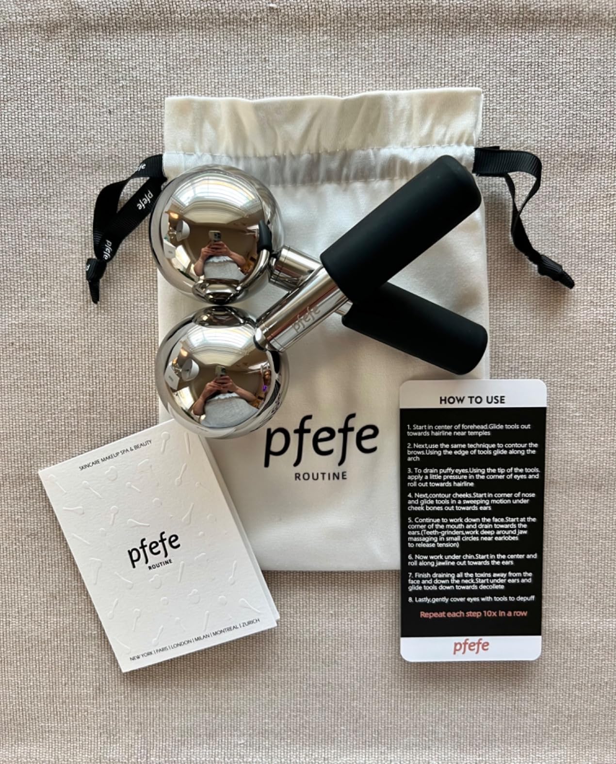 Pfefe 360 Rotating Ice Globes for Face & Eyes, Unbreakable Stainless Steel Cryo Sticks for Beauty Routines, Facials Cold Roller Colling Globes for Puffiness, Wrinkles, Dark Circles, Headaches customer photo 2