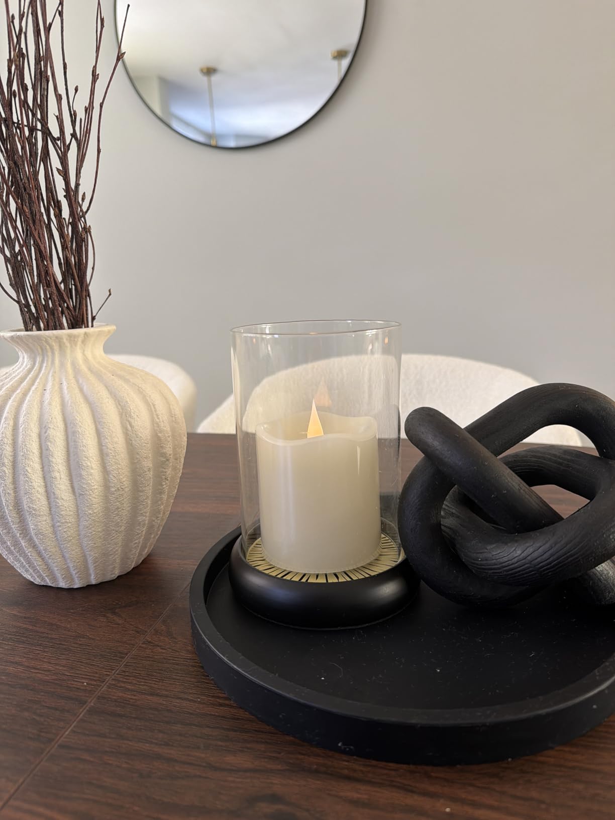 Sziqiqi Black Hurricane Candle Holder, Pillar Candle Holder with Glass customer photo 1