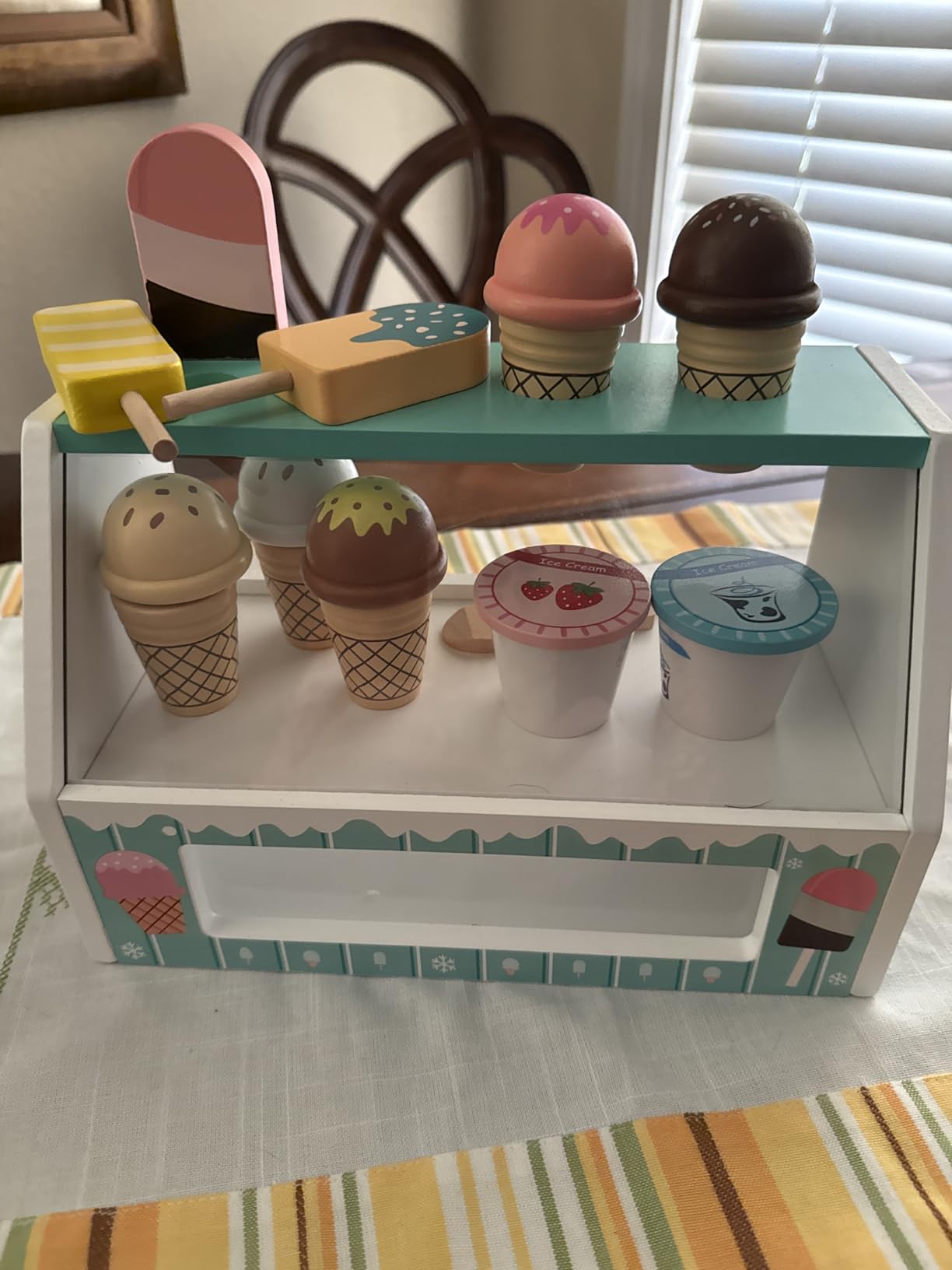 WHOHOLL Wooden Ice Cream Toys Kids Play Store Pretend Toy for Toddlers, Play Kitchen Accessories with Scoop, Menu, Ice Cream Play Set Birthday for Boys Girls 3 4 5 6 Year Old customer photo 2
