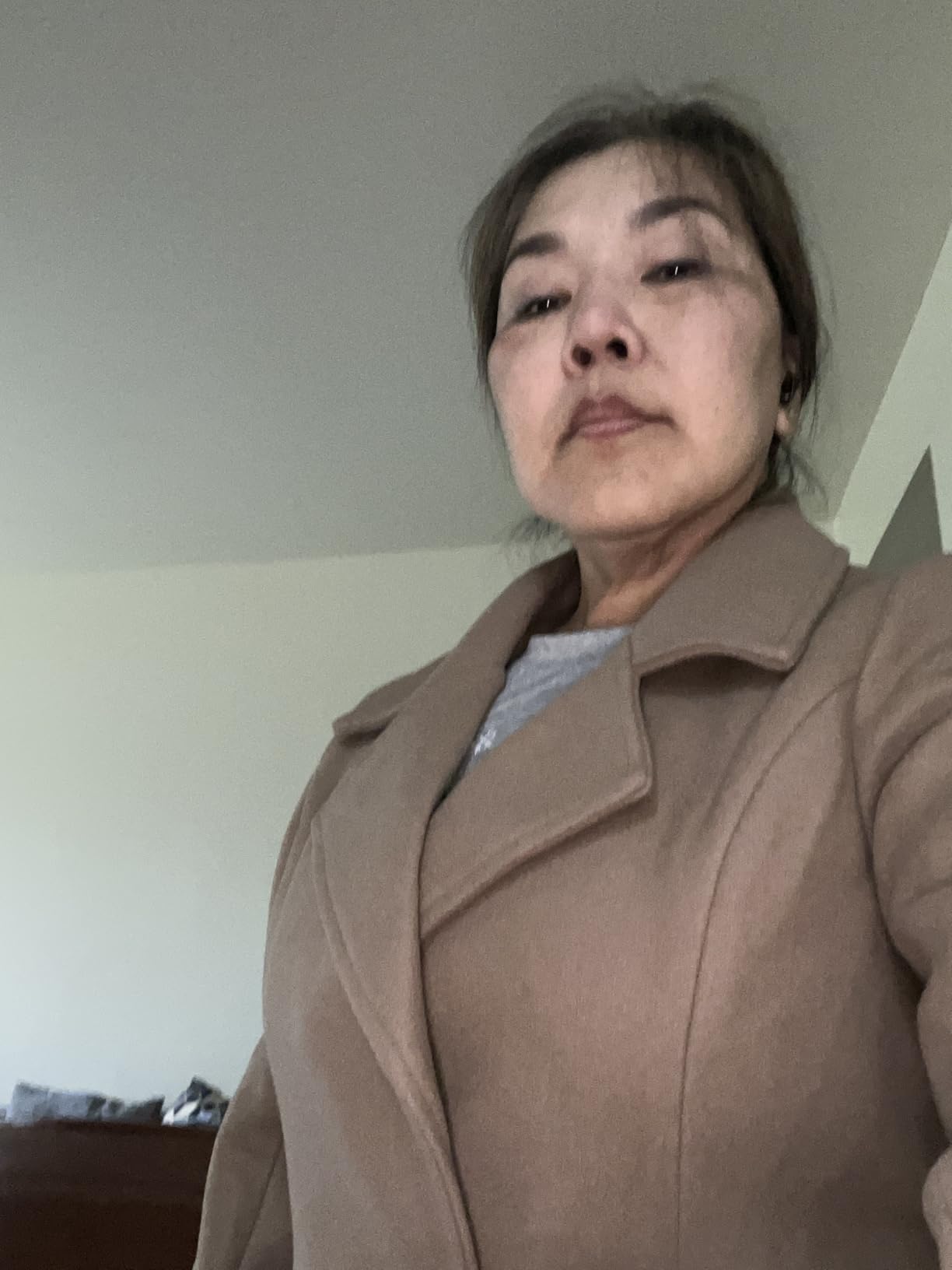 Bankeng Women Winter Wool Blend Camel Mid-Long Coat Notch Double-Breasted Lapel Jacket Outwear customer photo 1