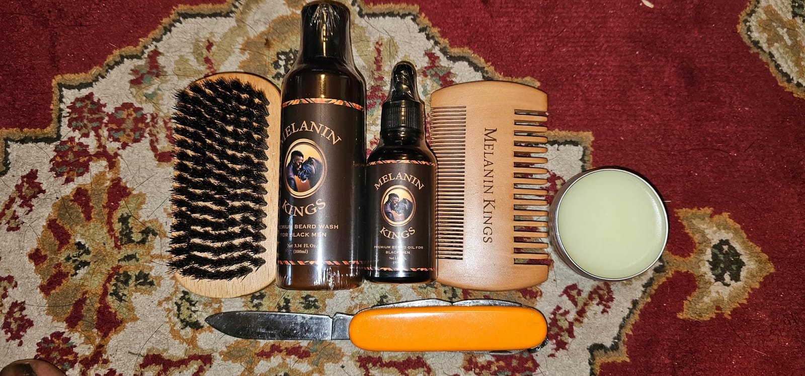 Melanin Kings Beard Grooming Kit for Men - Formulas With Ancient African Natural Ingredients | Beard Wash, Oil, Balm, Brush, Comb, Trimming Scissors customer photo 1