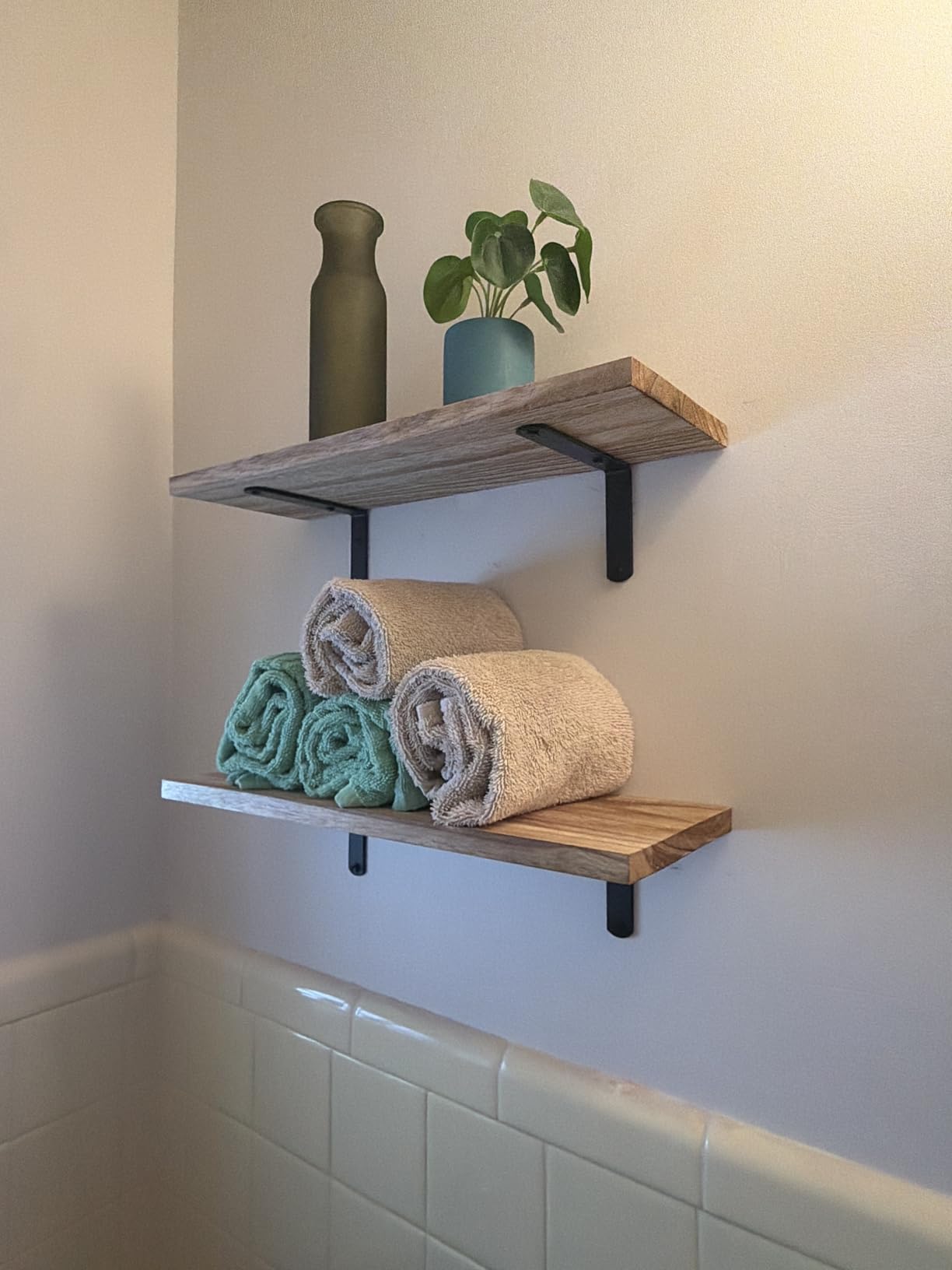 DOLLFIO Floating Wall Shelves, Decor & Storage, Rustic Brown, 16.5'', 3Pcs customer photo 1