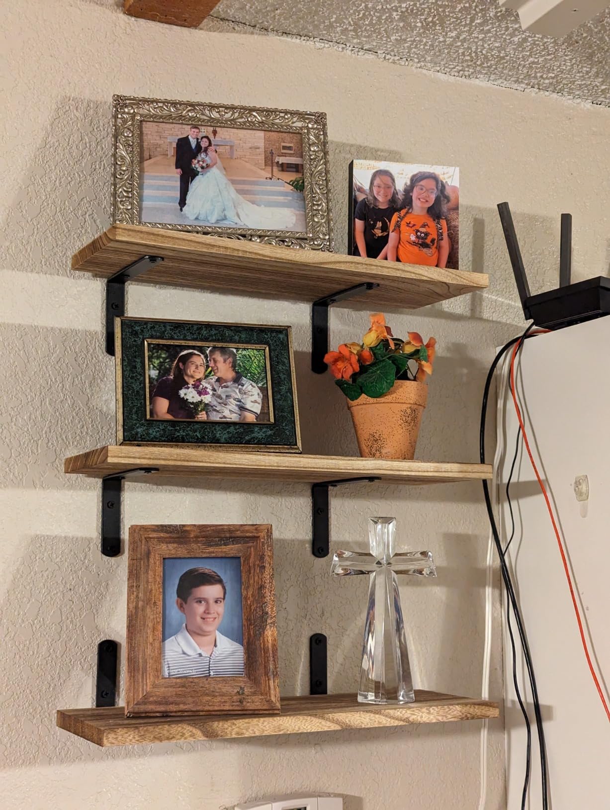 DOLLFIO Floating Wall Shelves, Decor & Storage, Rustic Brown, 16.5'', 3Pcs customer photo 2