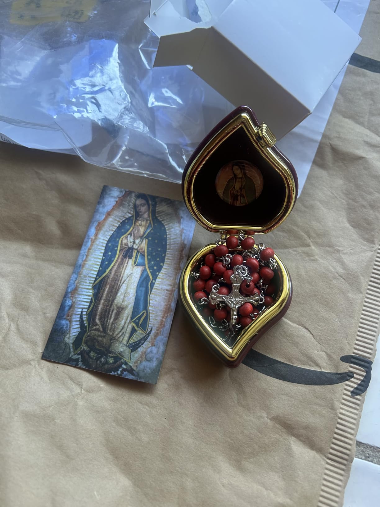 Our Lady of Guadalupe Deluxe Rosary Set Wooden Bead Rose Scented Case customer photo 1
