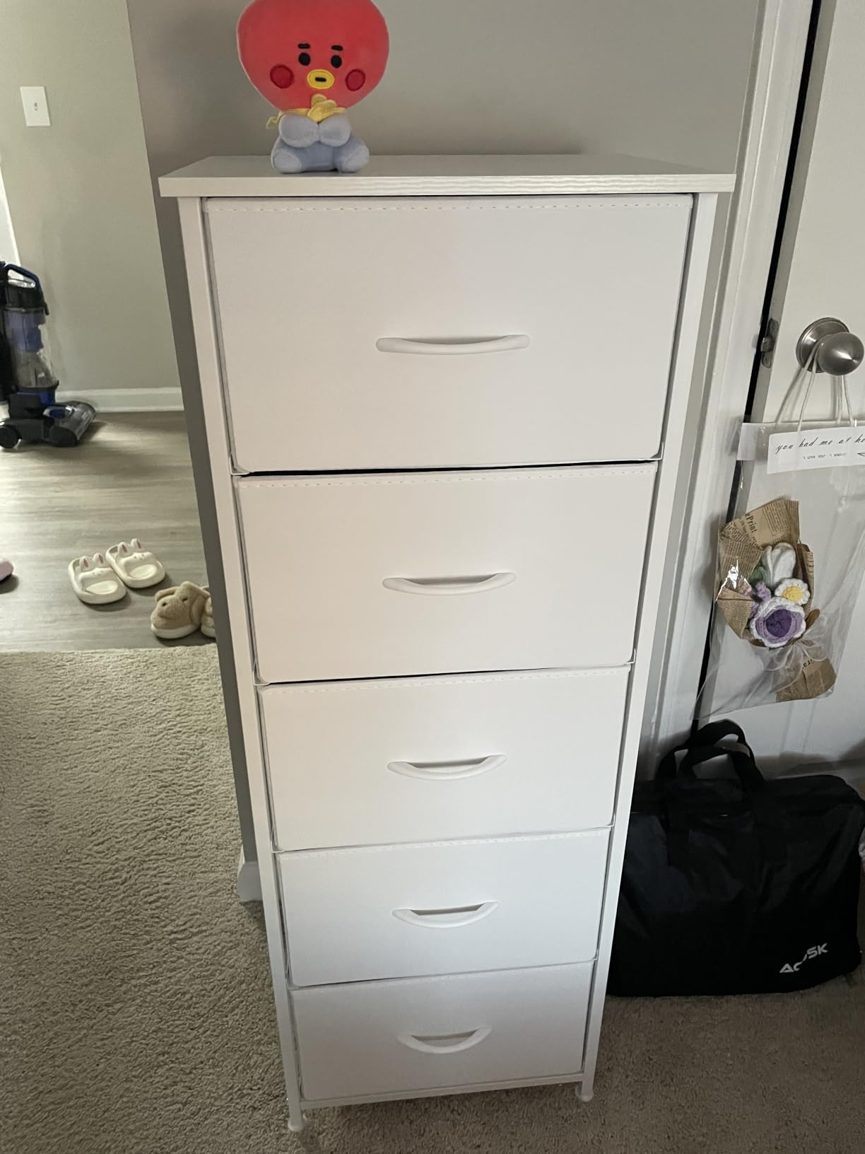Somdot Small Dresser for Bedroom, 3 Drawer Storage Cabinet, White customer photo 1