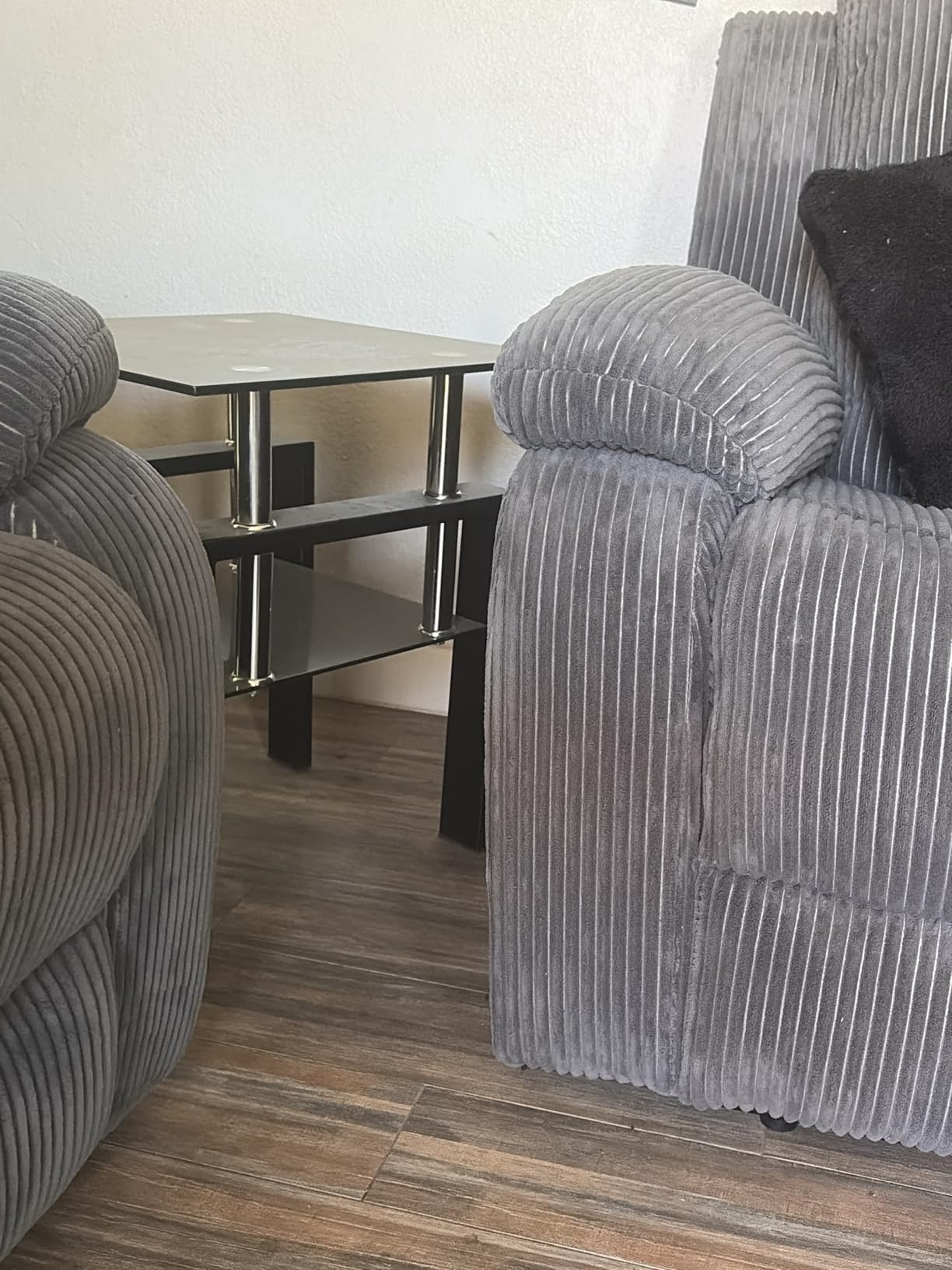 Black Glass Coffee Table Set of 3 Piece, Living Room Tables Set of 3 Pcs, Including 1 Coffee Table and 2 End Side Tables, Metal Frame, Tempered Glass, for Small Space and Home office, Apartment customer photo 2