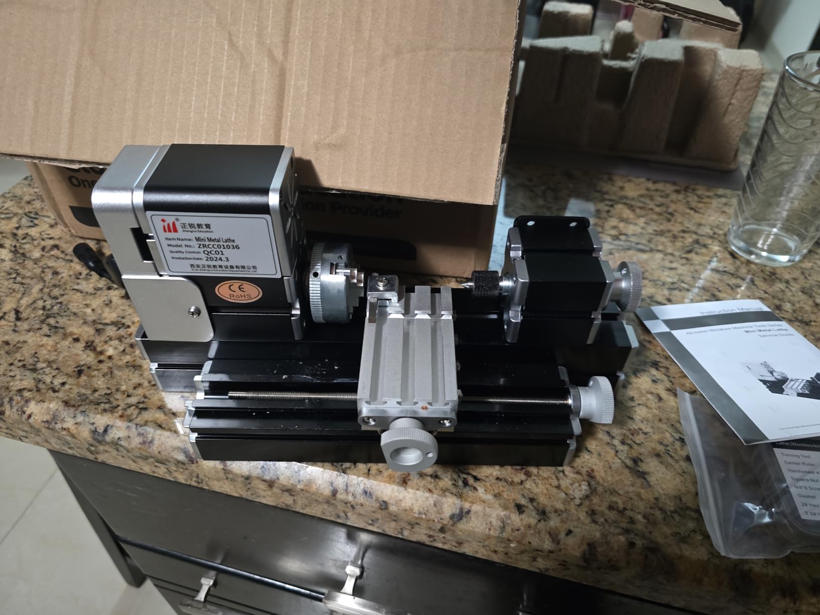 All-Metal Mini Lathe Machine, 20,000RPM 36W with 0.02mm Molded Scale – Small 310mm Desktop for Wood & Soft Metals (Copper, Aluminum) in DIY, Model Making, Crafts & Education customer photo 1