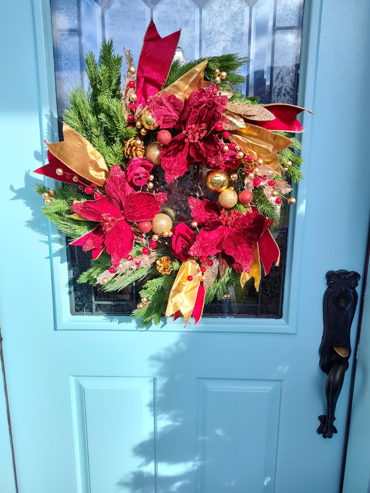 Christmas Wreaths for Front Door, Soomeir 24 Inch Outdoor Christmas Wreath with Lights, Large Prelit Wreath for Holiday Winter Window Outdoor Indoor Xmas customer photo 1