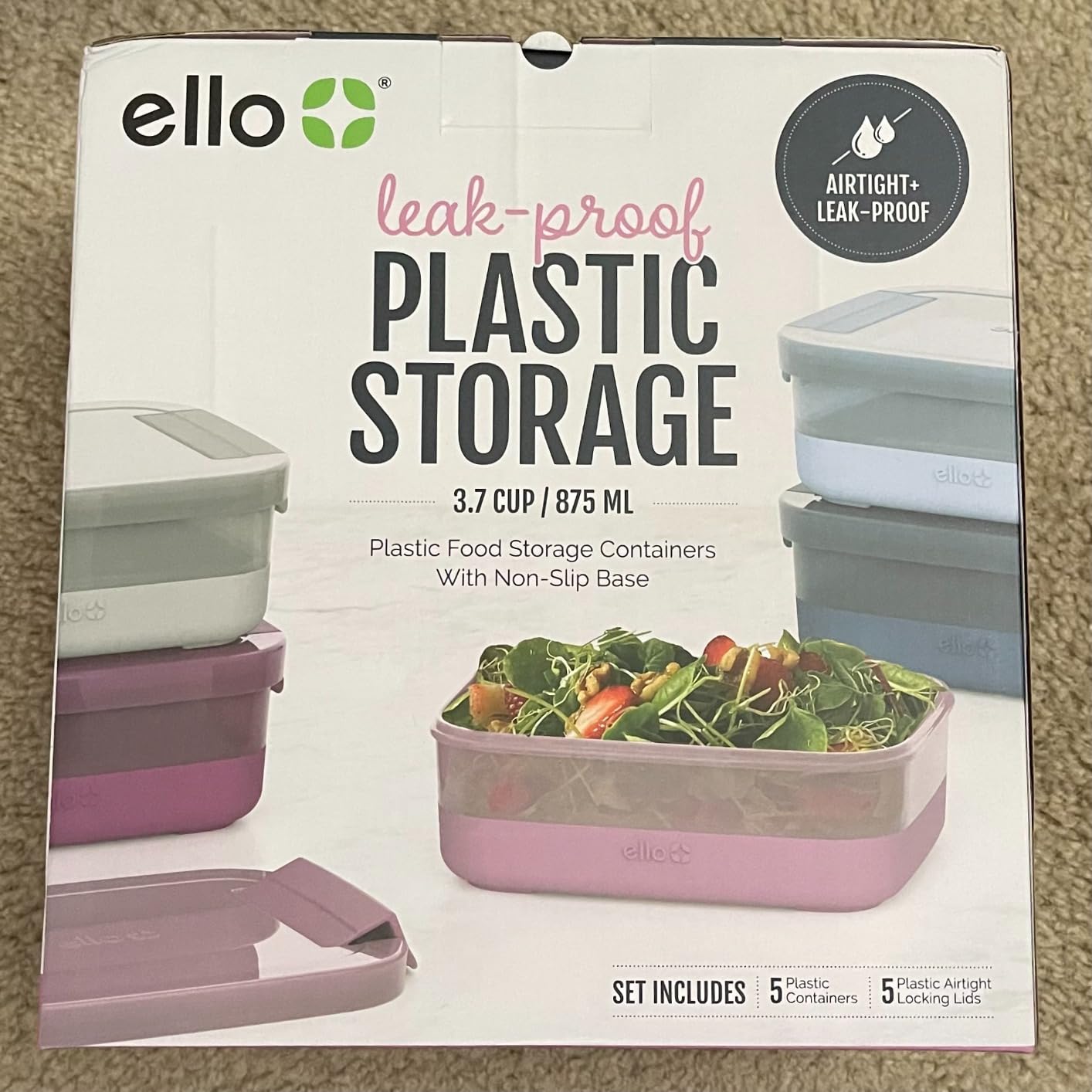 Ello 3.7 Cup Plastic Meal Prep Containers, 10 Pc, 5 Pack, Elderberry customer photo 1
