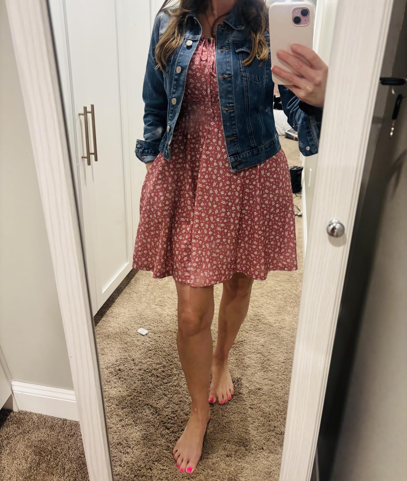 andy & natalie Women's Denim Jackets Cropped Long Sleeve Basic Button Down Crop Jean Shacket with Pockets customer photo 2