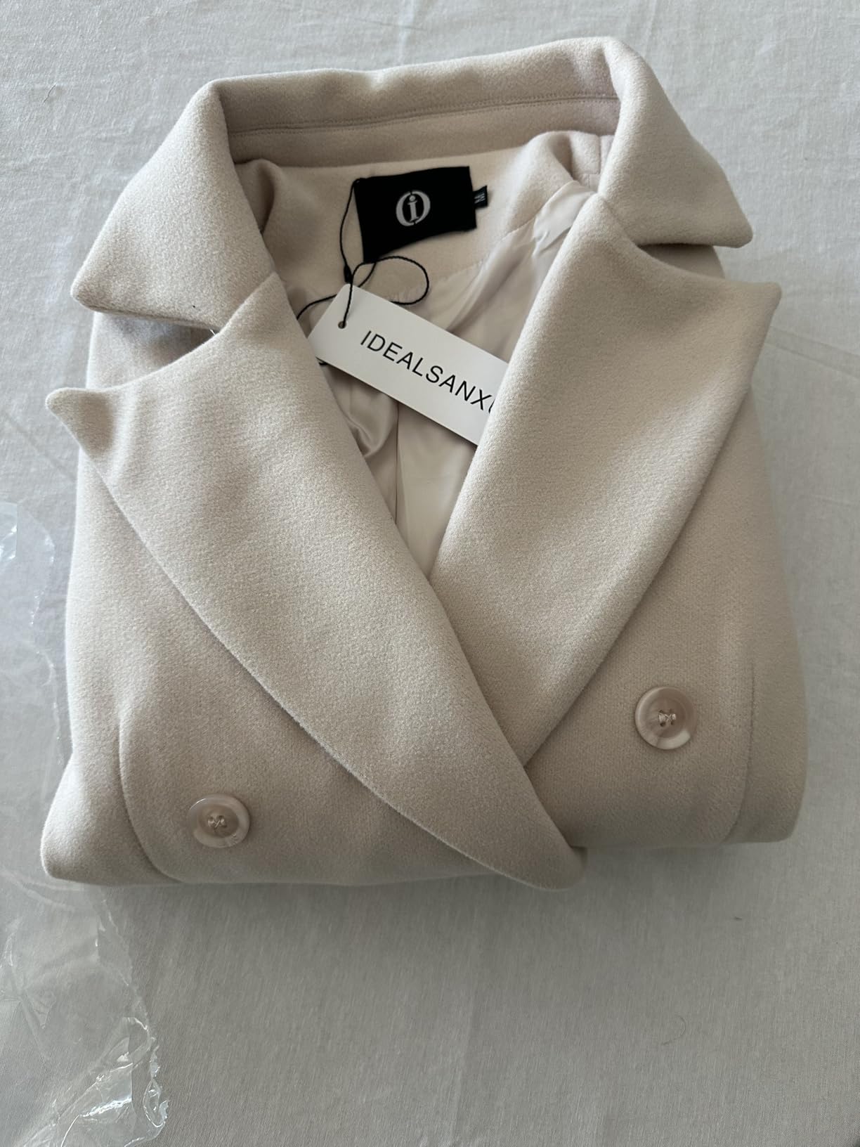 IDEALSANXUN Womens Long Wool Coat Double Breasted Trench Coat Fall Winter Clothes customer photo 1