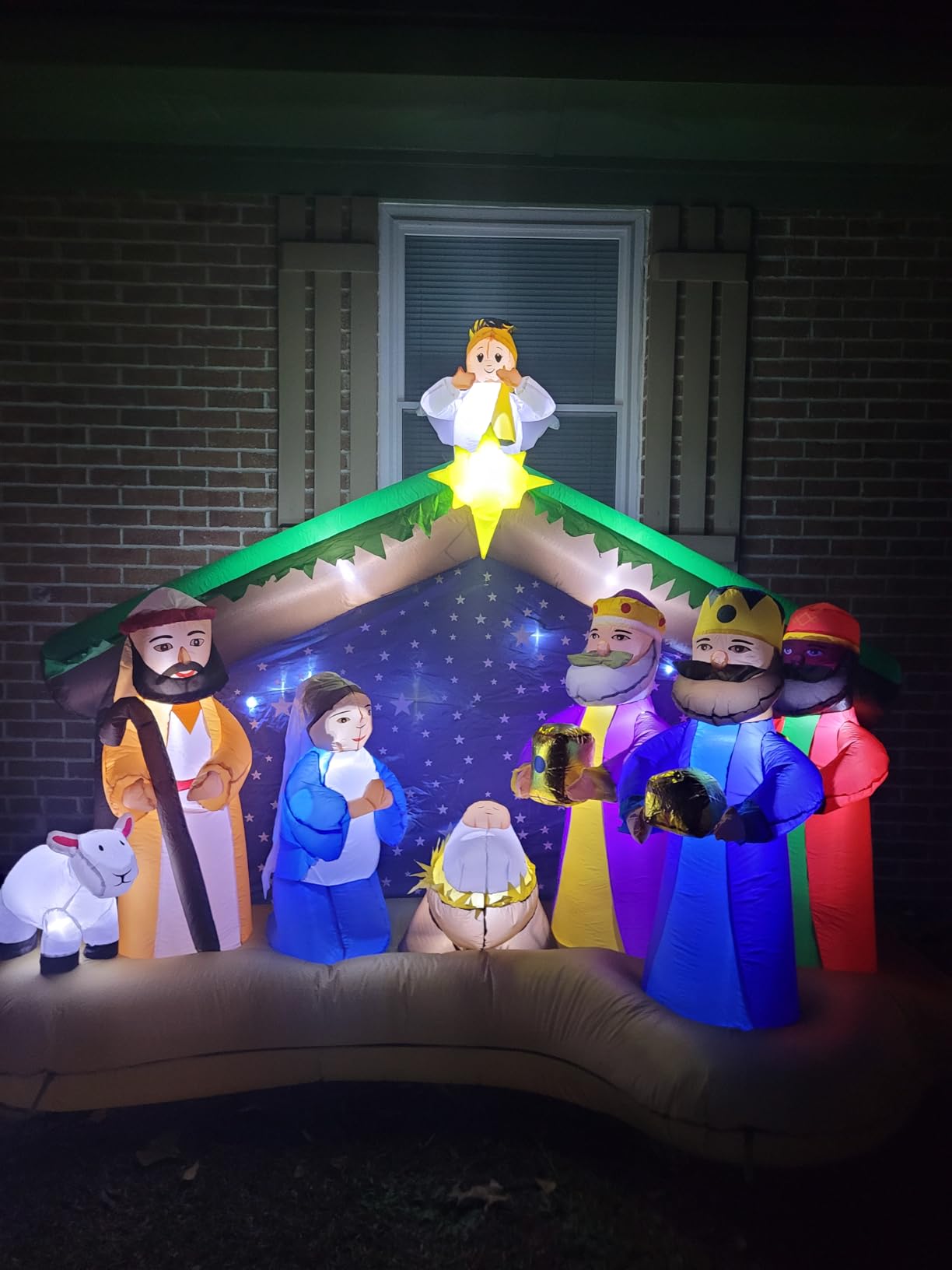 8 FT Christmas Inflatables Nativity Scene Outdoor Decorations, Christmas Blow Up Yard Decorations Nativity Sets for Garden Lawn Xmas Decor customer photo 1