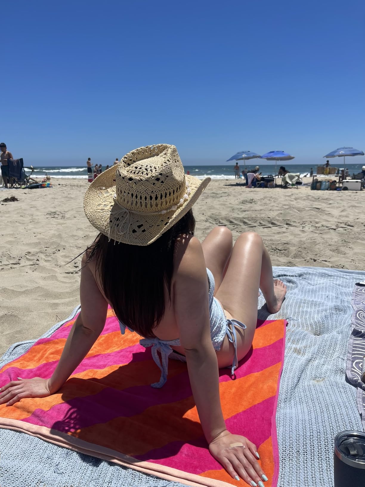 WQWOVRVO Cowboy Hat,Cowgirl Hat,Cowboy Hats for Women/Mens/Straw Wide with Shapeable Brim Cowboy Hat for Womens/White/Black. customer photo 1