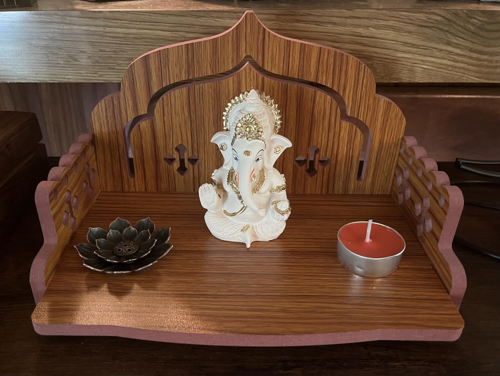 Gold Art India Ganesha Idol Ganesh for Car Dashboard Statue Ganpati Vinayaka Vinayagar Figurine Diwali Gifts Home Decor Luck, Success for Small Murti Puja Lord Gift Office Desk Room 3.5 Inches customer photo 1