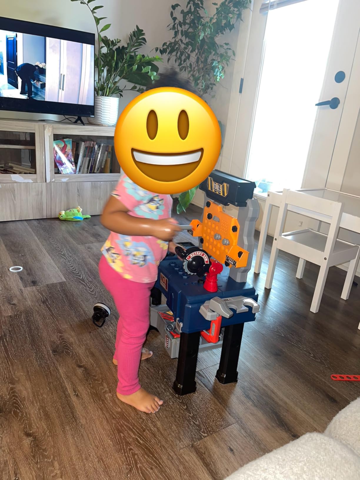 MUGEYMYD Kids Tool Bench Set with Electric Drill and Realistic Tool | Pretend Play Construction Workbench Toys for Toddlers, Build a Kids Tool Workshop Set for Boys and Girls, Ages 3-8 customer photo 1
