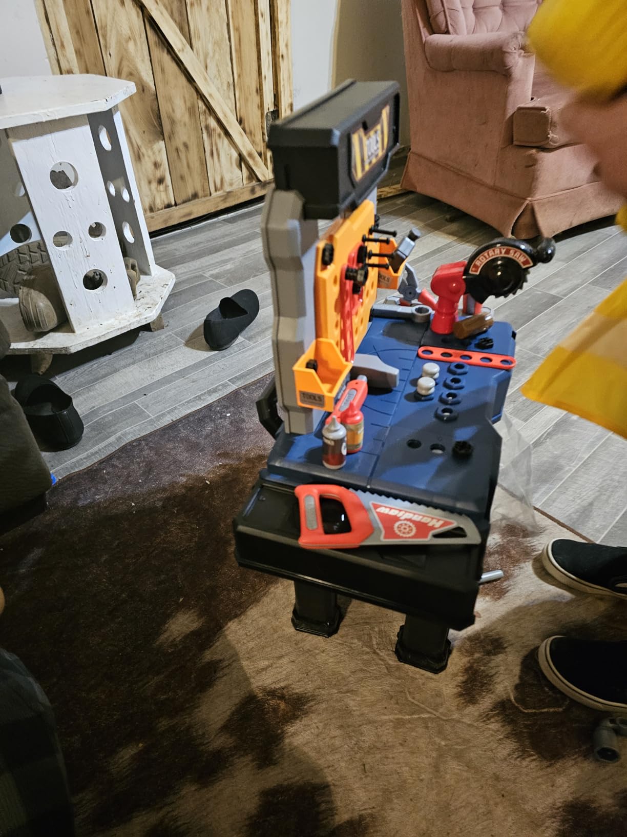 MUGEYMYD Kids Tool Bench Set with Electric Drill and Realistic Tool | Pretend Play Construction Workbench Toys for Toddlers, Build a Kids Tool Workshop Set for Boys and Girls, Ages 3-8 customer photo 2